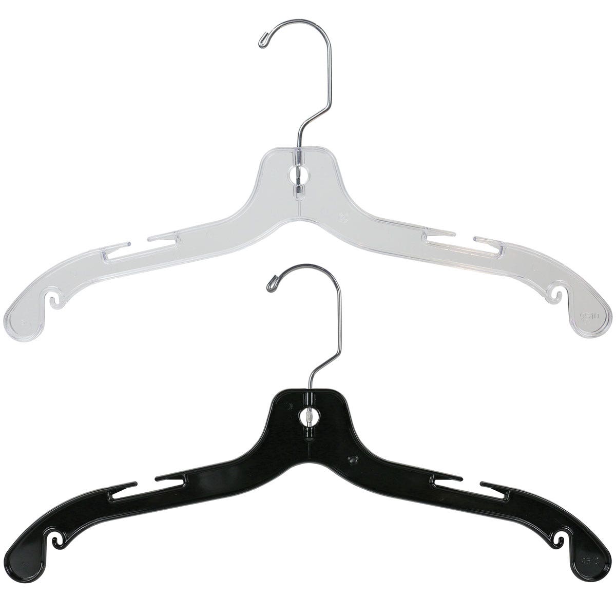 17" Heavy Weight Top Hangers | Clear & Black | 100 Pack - Eddie's Hang-Up Display Ltd.