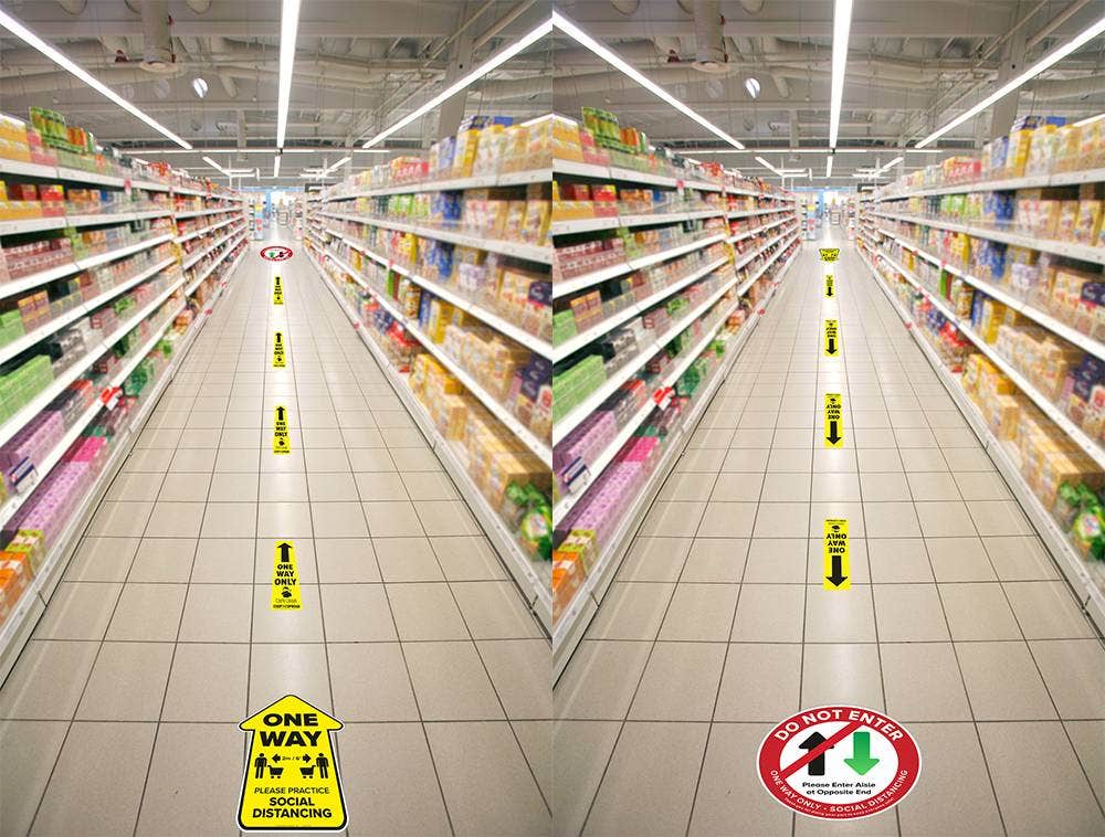 Floor Decals | Safe Shop | One Way Directional Kit - Eddie's Hang-Up Display Ltd.