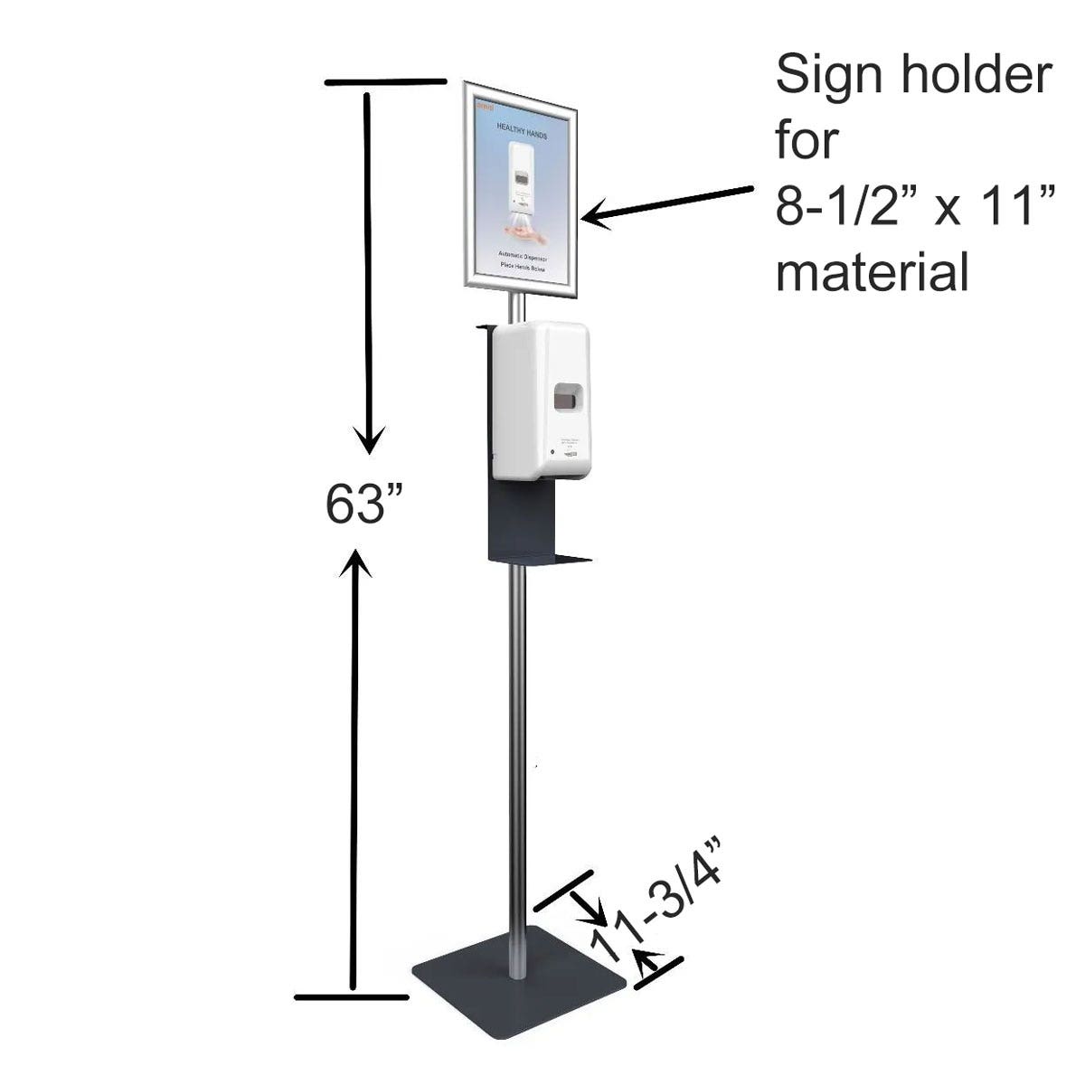 Hand Sanitizer Stations With 8-1/2" x 11" Sign Holder | Auto Dispenser | Liquid & Gel - Eddie's Hang-Up Display Ltd.