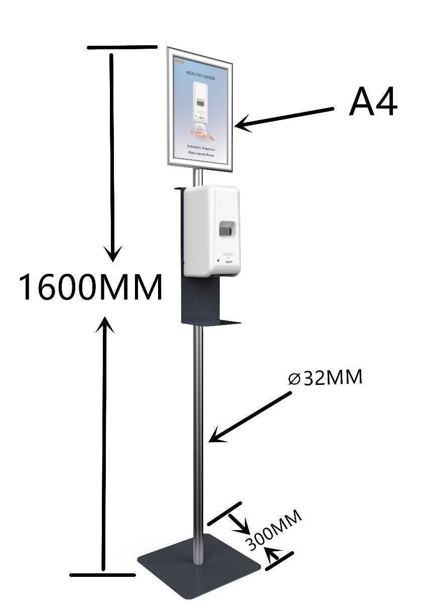 Hand Sanitizer Stations With 8-1/2" x 11" Sign Holder | Auto Dispenser | Liquid & Gel - Eddie's Hang-Up Display Ltd.