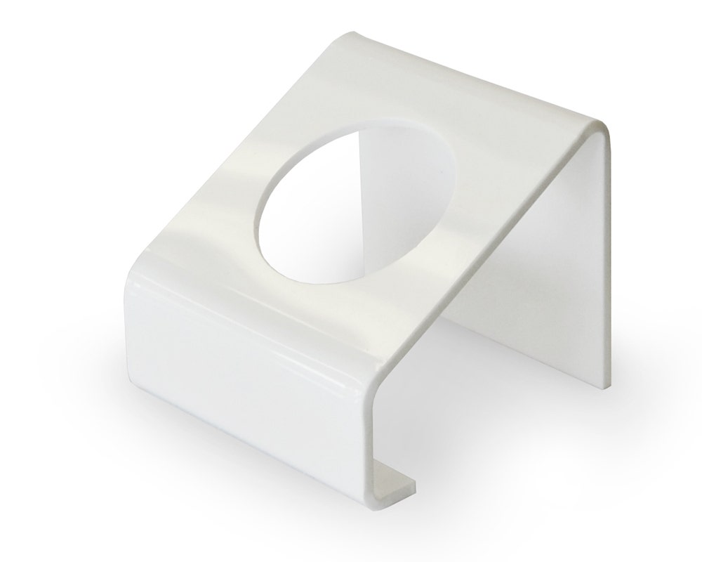 Angled Stand For Aroma Orb™ | White Acrylic | Optional Sign Holder - Eddie's Hang-Up Display Ltd.