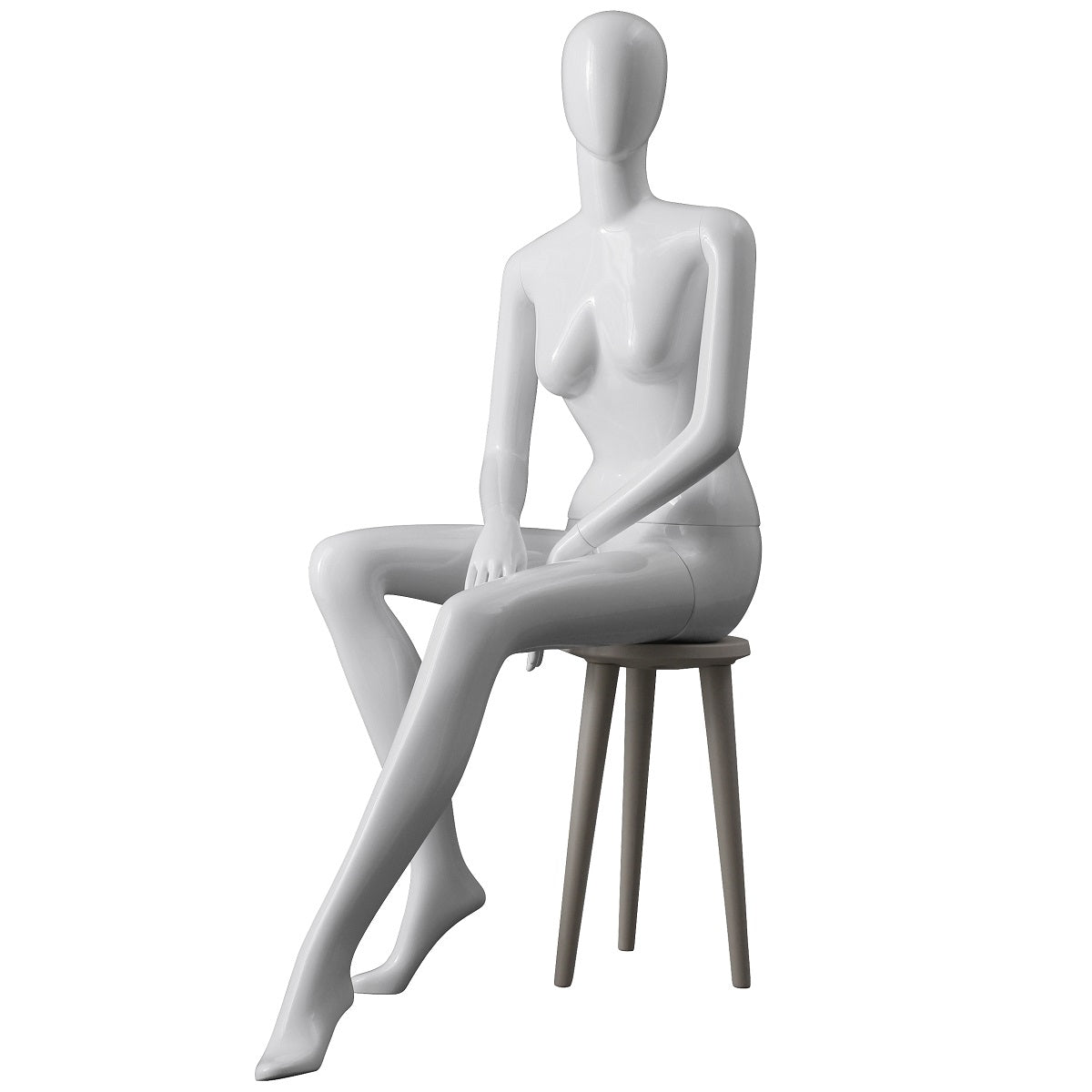 Abstract Female Sitting Mannequin | White - Eddie's Hang-Up Display Ltd.