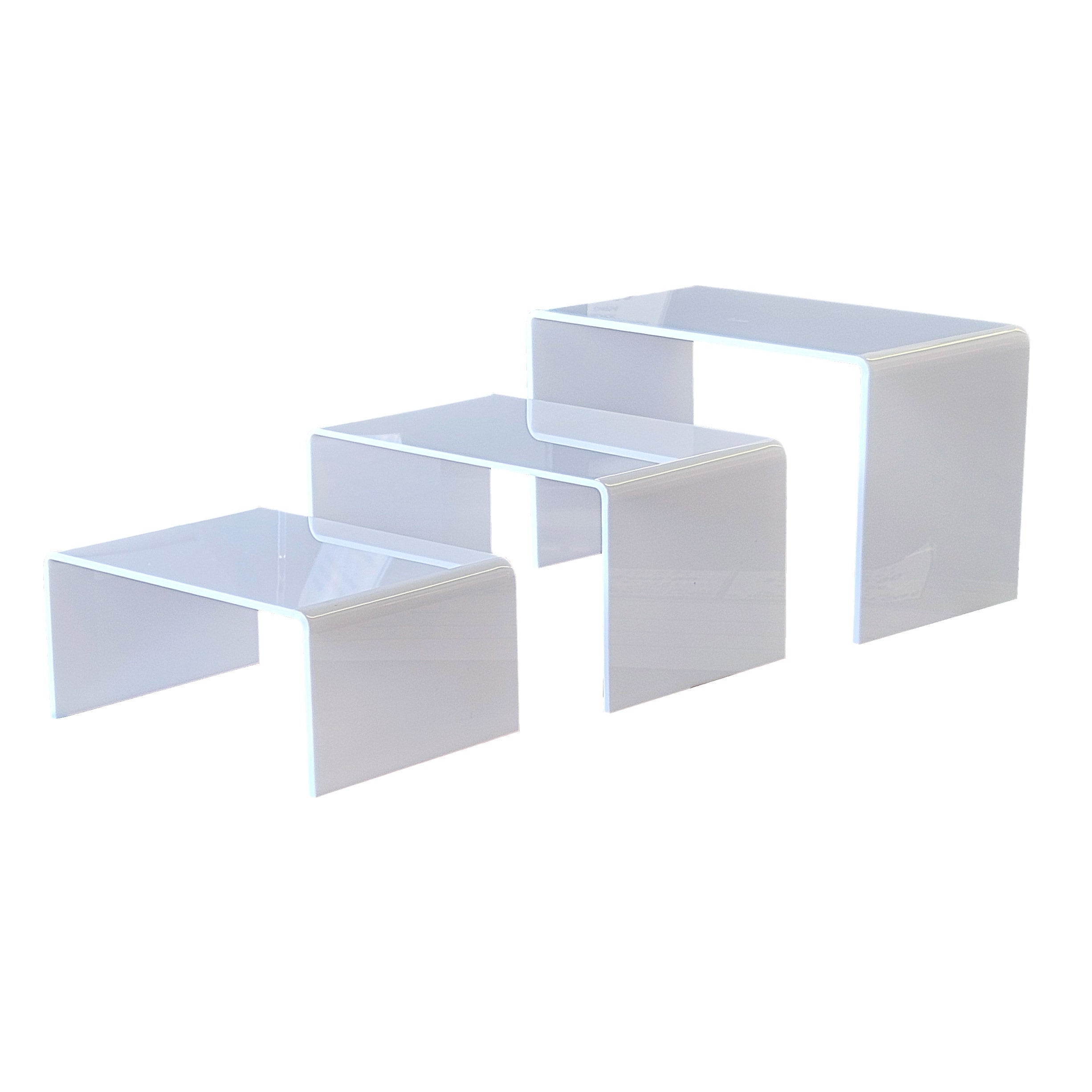Medium Rectangular Risers | Set of 3 | White Acrylic - Eddie's Hang-Up Display Ltd.