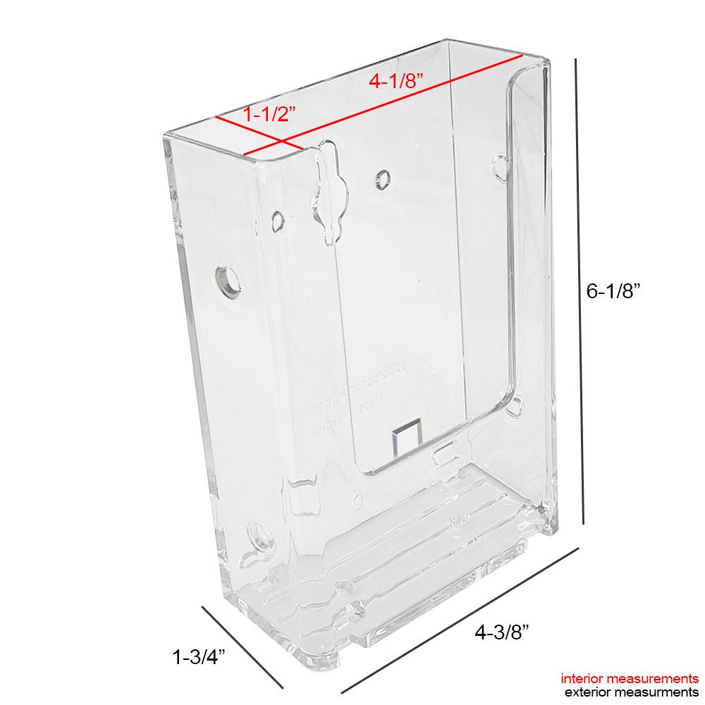 Brochure & Pamphlet Holder | 4" Wide Material |Wall Mount | Clear - Eddie's Hang-Up Display Ltd.