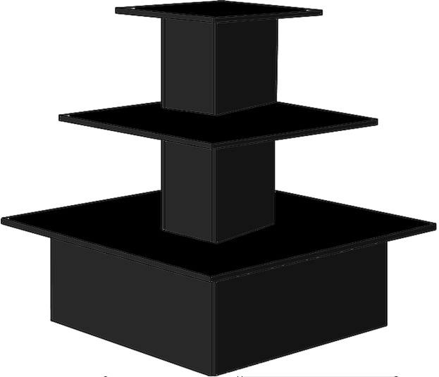 Three Tier Merchandising Display Tables | Centered - Eddie's Hang-Up Display Ltd.