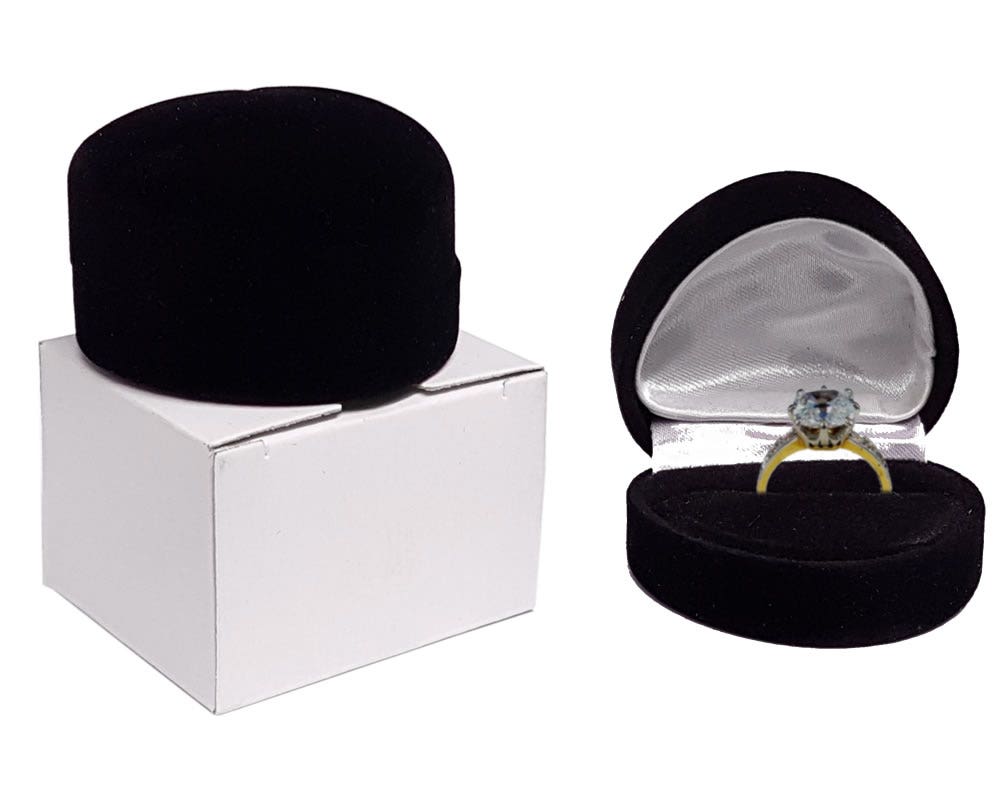 Ring Box | Heart Shaped Velour Box - Eddie's Hang-Up Display Ltd.