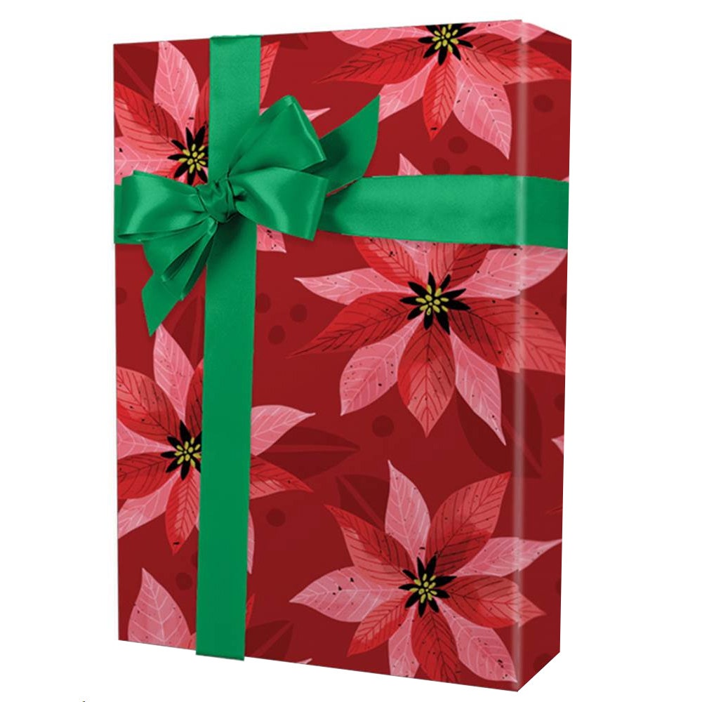 Pearlized Poinsettias Gift Wrap