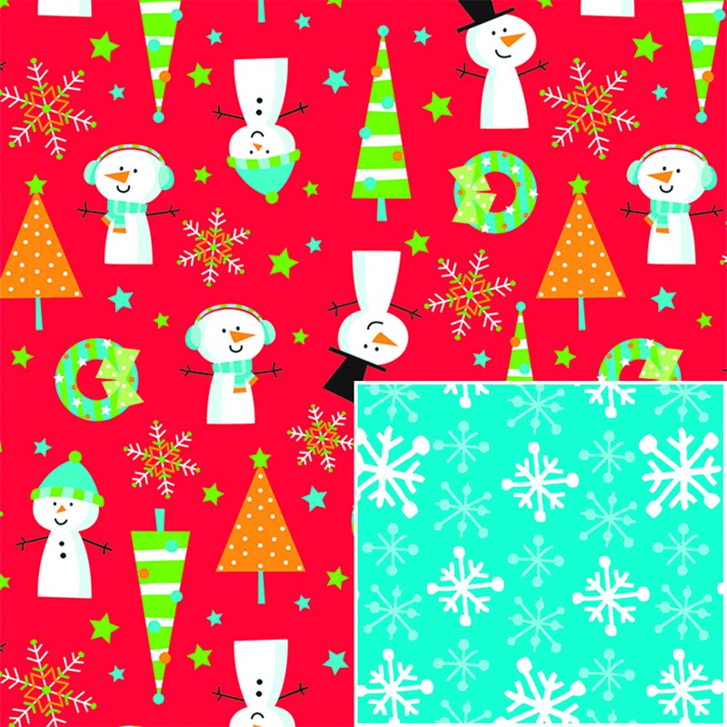 Snow Buddies Christmas Gift Wrap | Reversible | 24" x 100' - Eddie's Hang-Up Display Ltd.