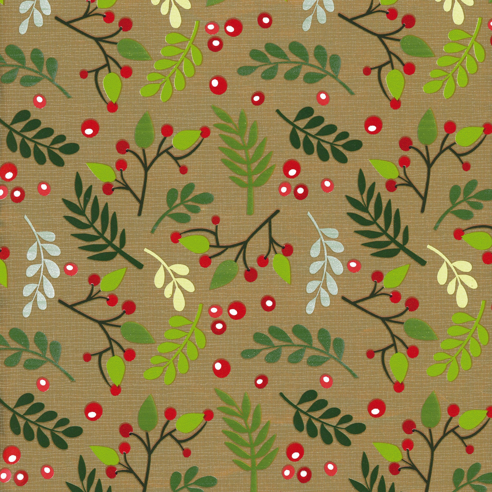 Winter Berries On Gold Gift Wrap