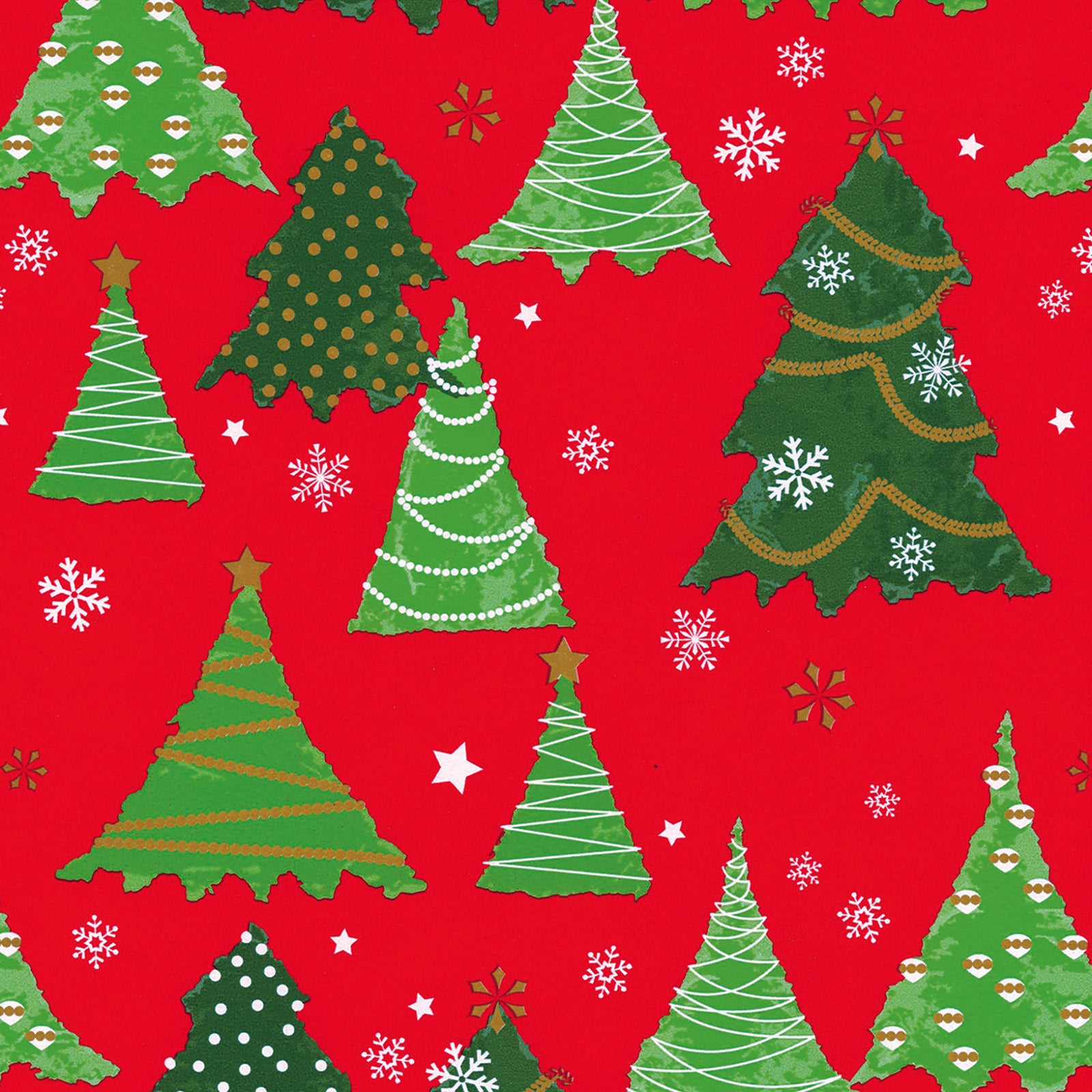 Red and Green Trees Gift Wrap