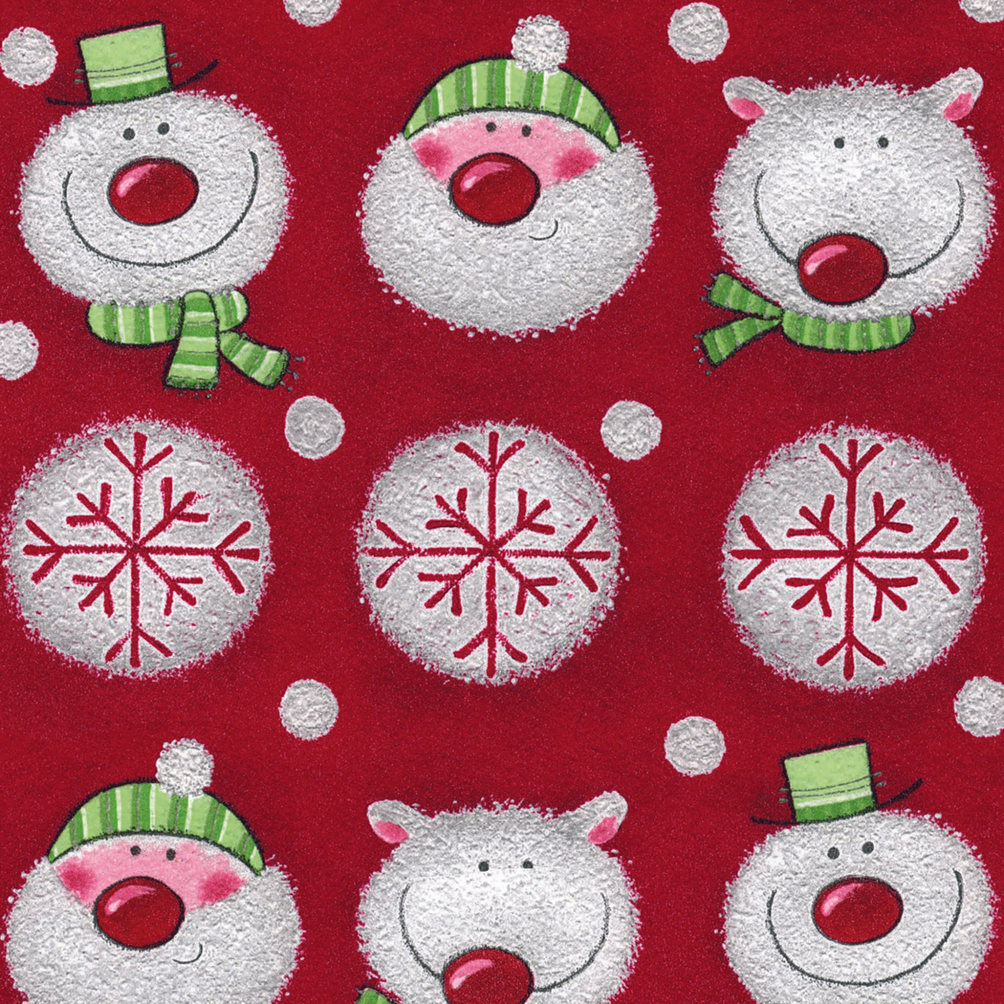 Snowman Faces White Kraft Gift Wrap