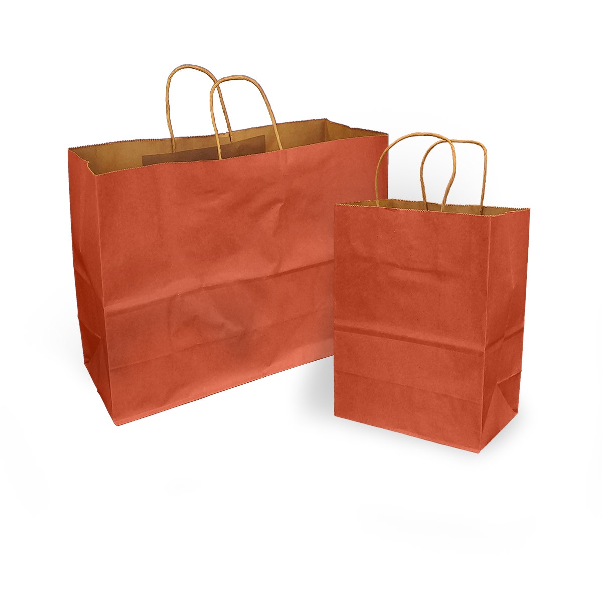 Terra Cotta Orange 100% Recycled Kraft Paper Bags With Handles - Eddie's Hang-Up Display Ltd.