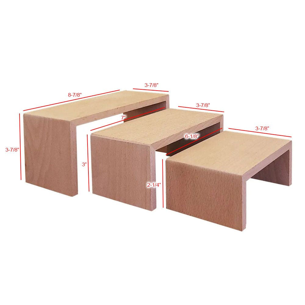 Wood Display Risers | Set of 3 | Rectangular | Medium - Eddie's Hang-Up Display Ltd.